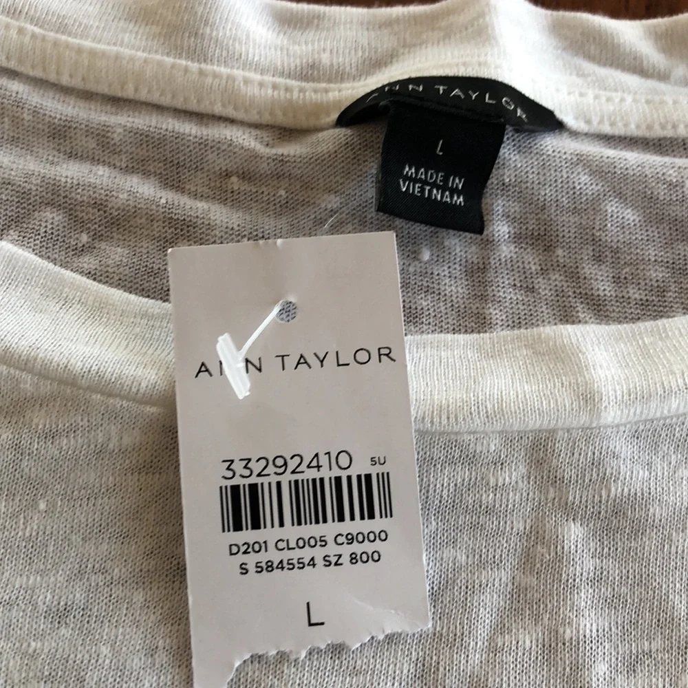 Ann‎ Taylor Cut Out 100% Linen Tee White Sz L - NWT - Picture 4 of 8